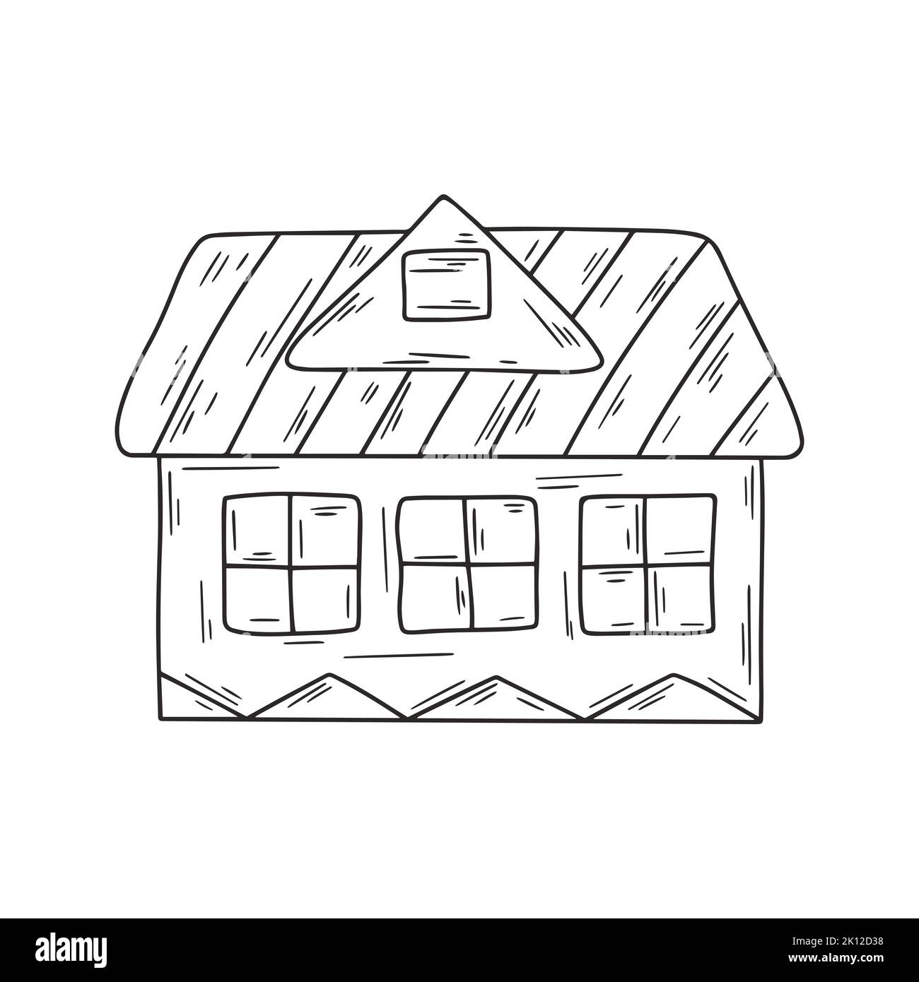 Maison illustration simple. Dessin rustique de style cottage en bois Illustration de Vecteur