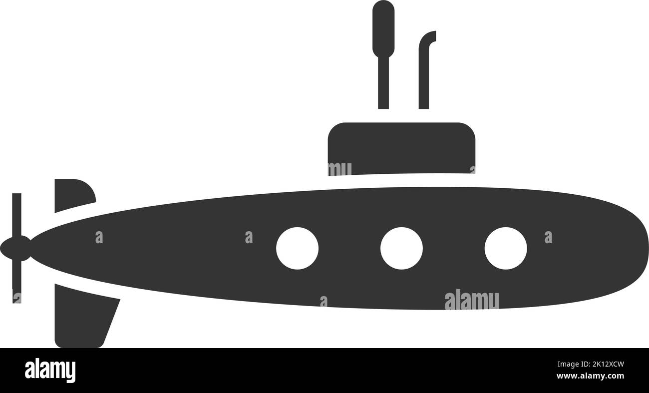Icône sous-marin. Symbole militaire noir. Armée de la marine Illustration de Vecteur