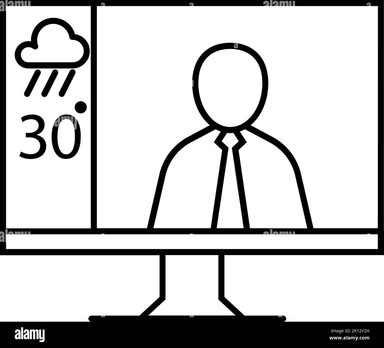 Icône de programme TV de prévisions météo au contour fin. Illustration vectorielle. Illustration de Vecteur