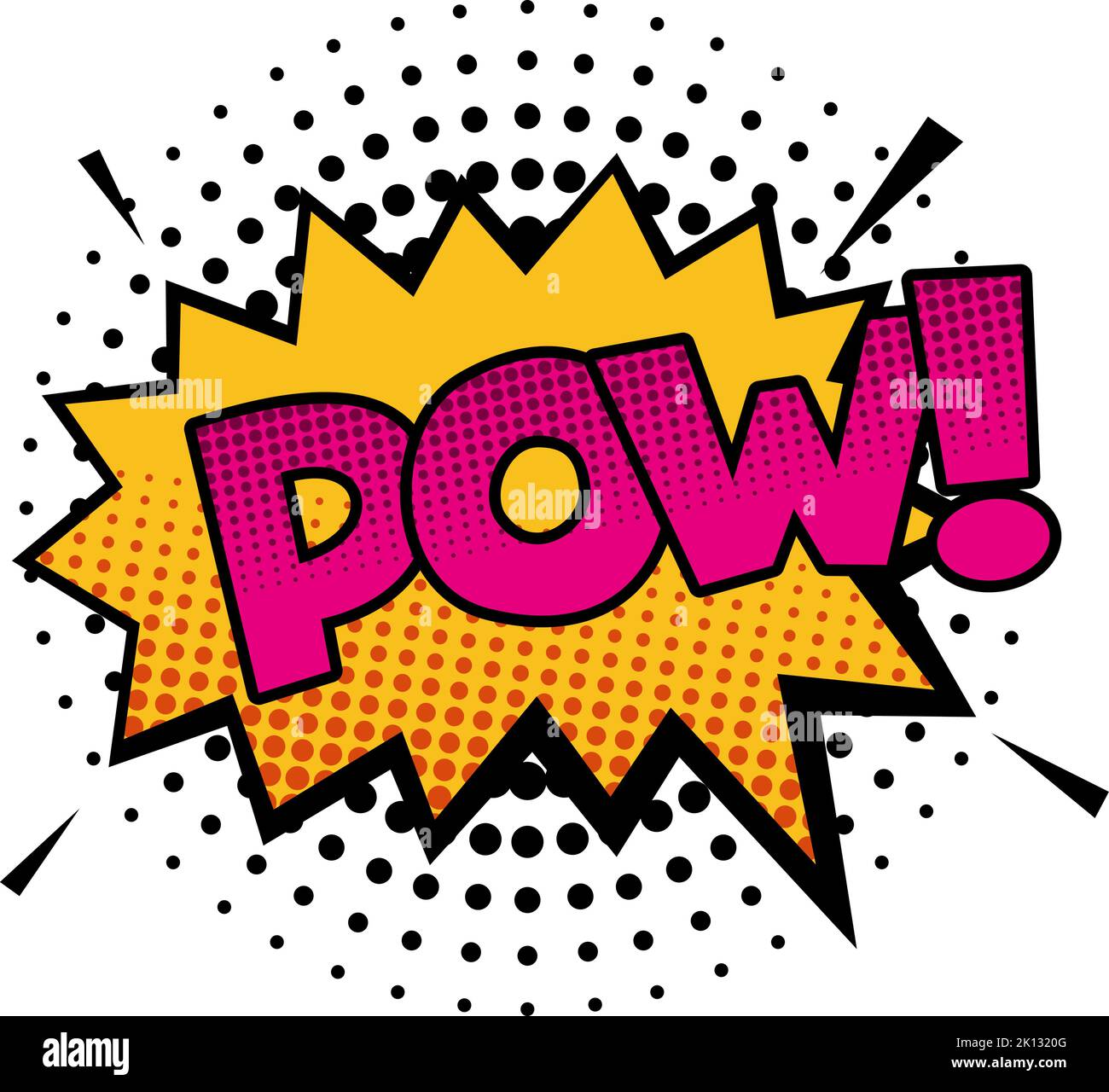 Bulle Pow Splash dans le style de bande dessinée couleur avec ombre demi-teinte Illustration de Vecteur