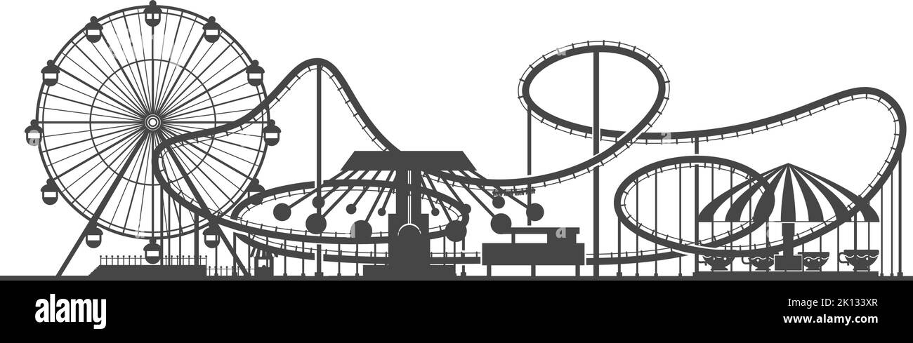 Banderole horizontale d'animation avec silhouettes noires pour le parc Illustration de Vecteur
