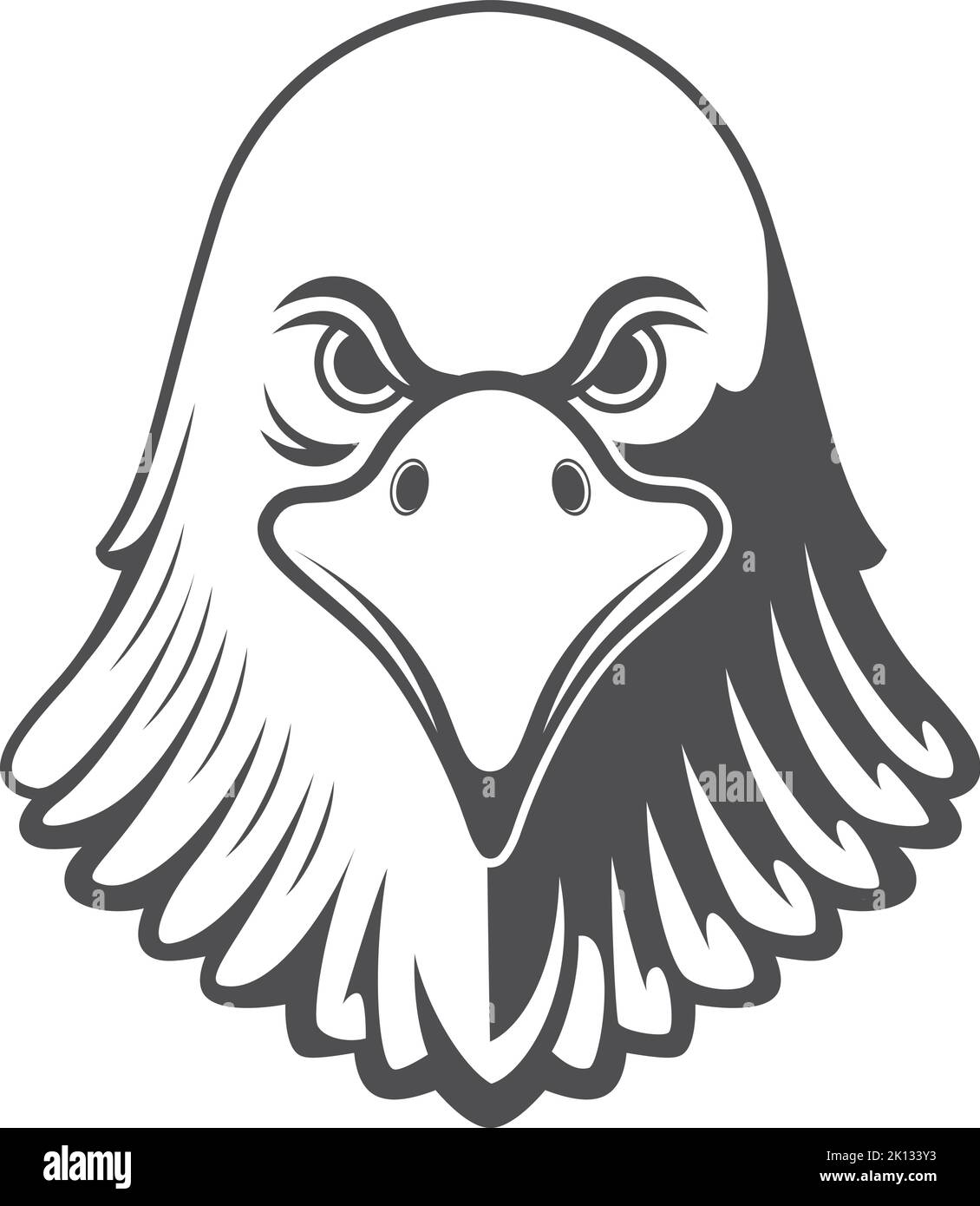 Logo de la tête d'oiseau de proie. Symbole aigle noir Illustration de Vecteur
