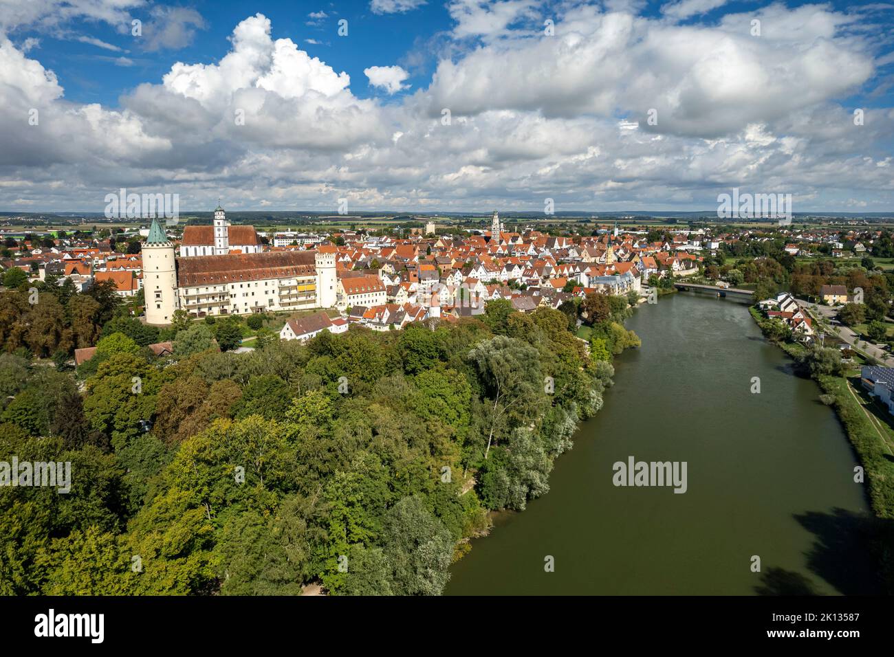 Luftbild Lauingen an der Donau, Bayern, Allemagne | vue aérienne de Lauingen sur le Danube, Bavière, Allemagne Banque D'Images
