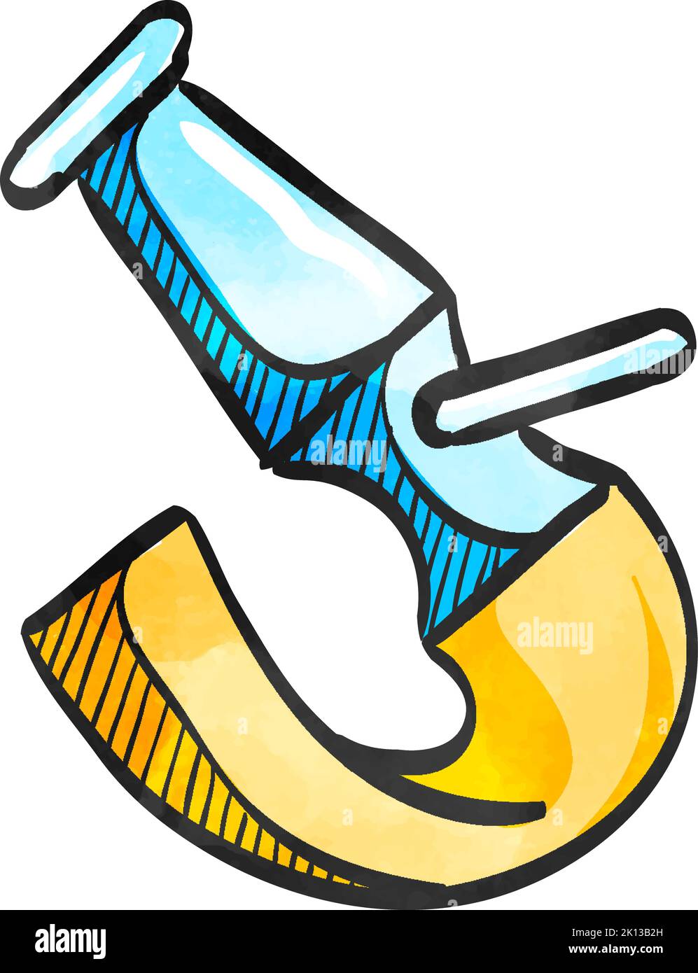 Icône représentant un tuyau d'eau pompier dans un style aquarelle. Illustration de Vecteur