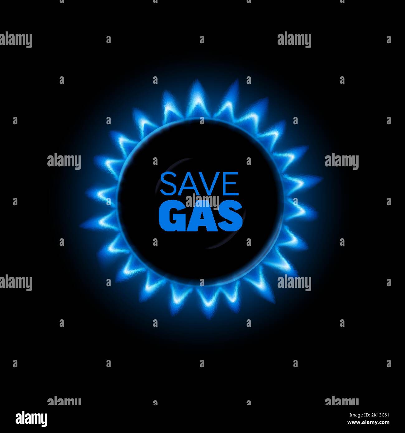 Enregistrez le modèle de la bannière d'affiche de message de gaz fabriqué à partir d'un brûleur à gaz allumé sur la cuisinière avec place pour votre texte de message Illustration de Vecteur