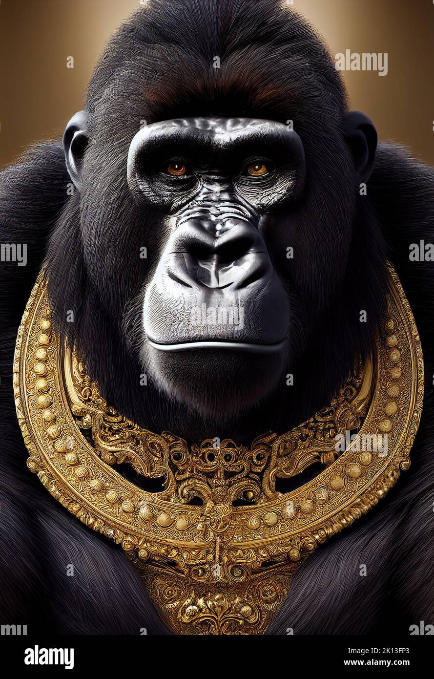 A 3D rendu Illustration d'un roi de gorille Banque D'Images