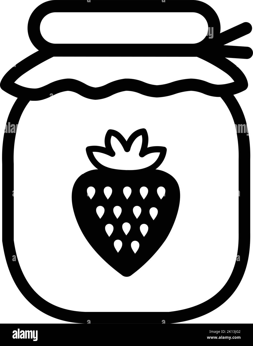 Un simple vecteur numérique noir et blanc du contour d'un pot de confiture de fraise Illustration de Vecteur