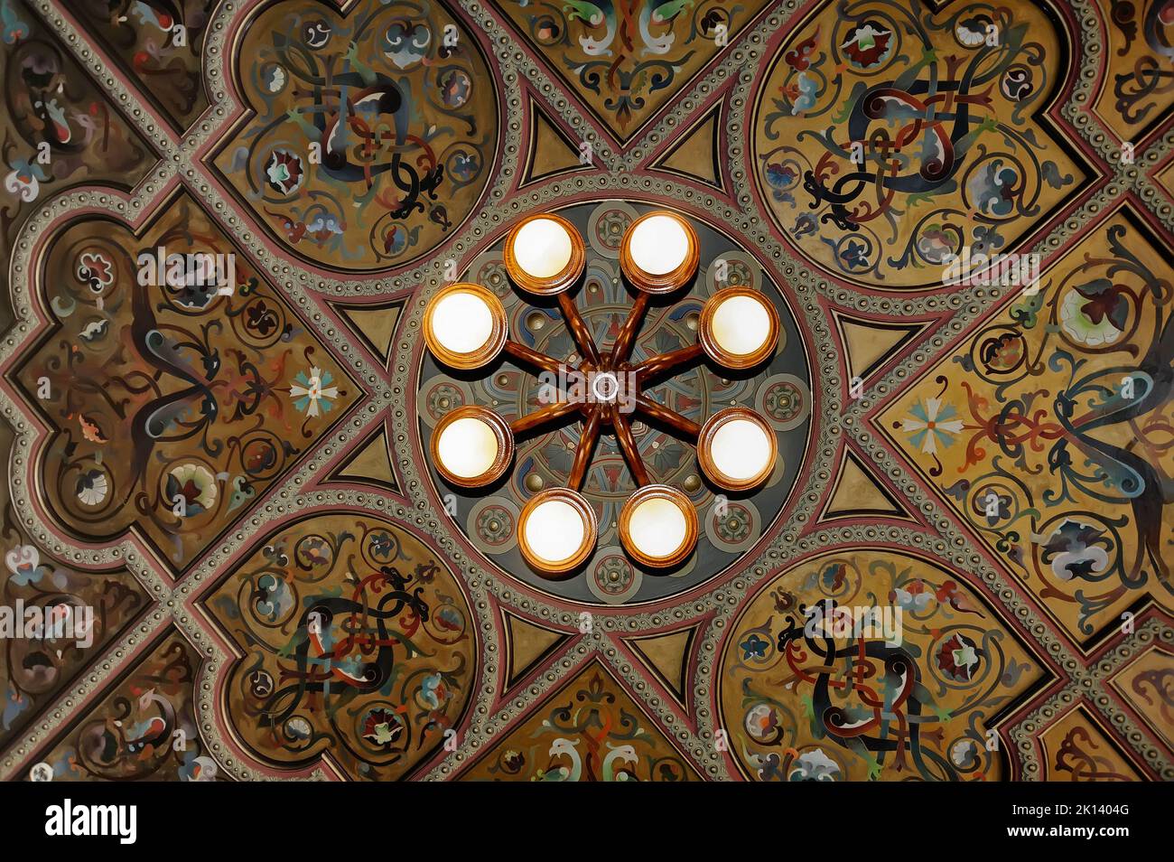 Plafond de l'une des chambres de la Maison du chocolat à Kiev, Ukraine Banque D'Images