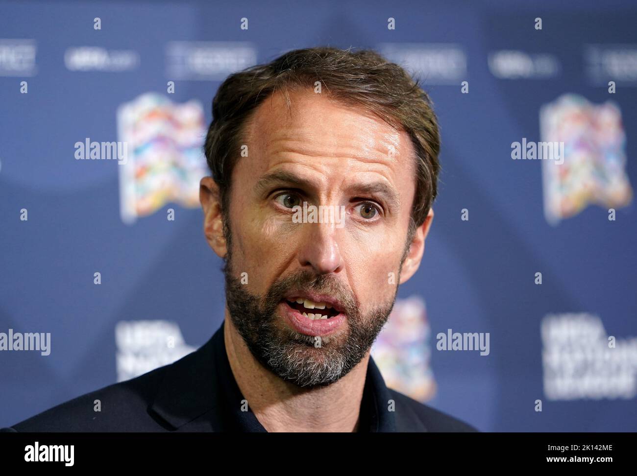 Photo du dossier datée du 11-06-2022 de la directrice de l'Angleterre Gareth Southgate. Southgate a nommé une équipe élargie de 28 hommes pour le défi de septembre de l'Angleterre double tête, avec Brentford sharpshooter Toney comme titre d'inclusion. Date de publication : jeudi 15 septembre 2022. Banque D'Images