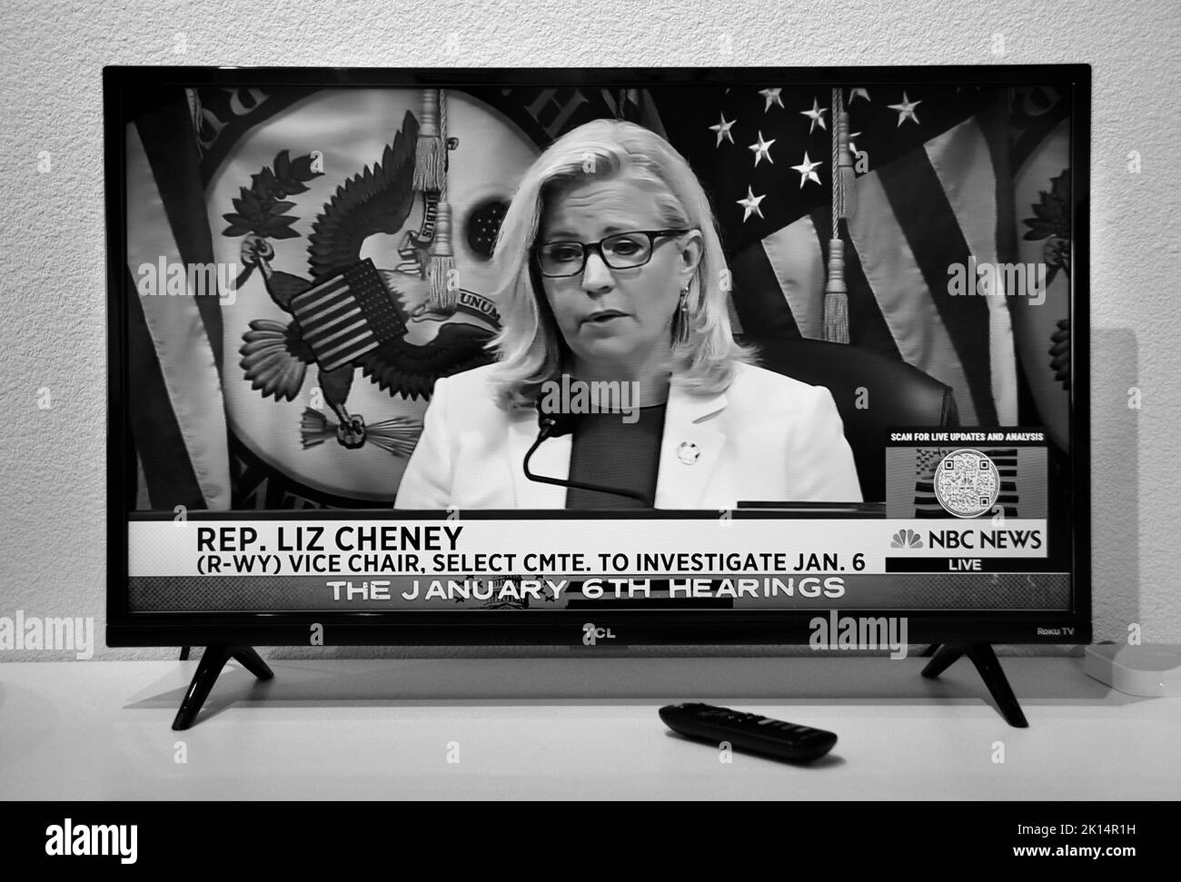 Une capture d'écran de la NBC de Liz Cheney, représentant des États-Unis, qui préside aux audiences de la 6 janvier sur l'attaque contre le Capitole des États-Unis à Washington, D.C. Banque D'Images