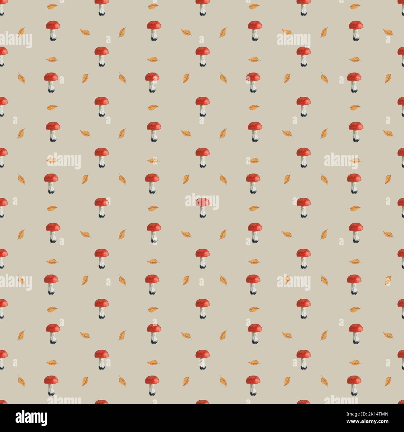Motif de champignons aquarelle. Joli motif sans coutures. Forêt d'aquarelles. Fond floral. Feuille abstraite à motif sans couture. Imprimé peinture d'automne. Banque D'Images