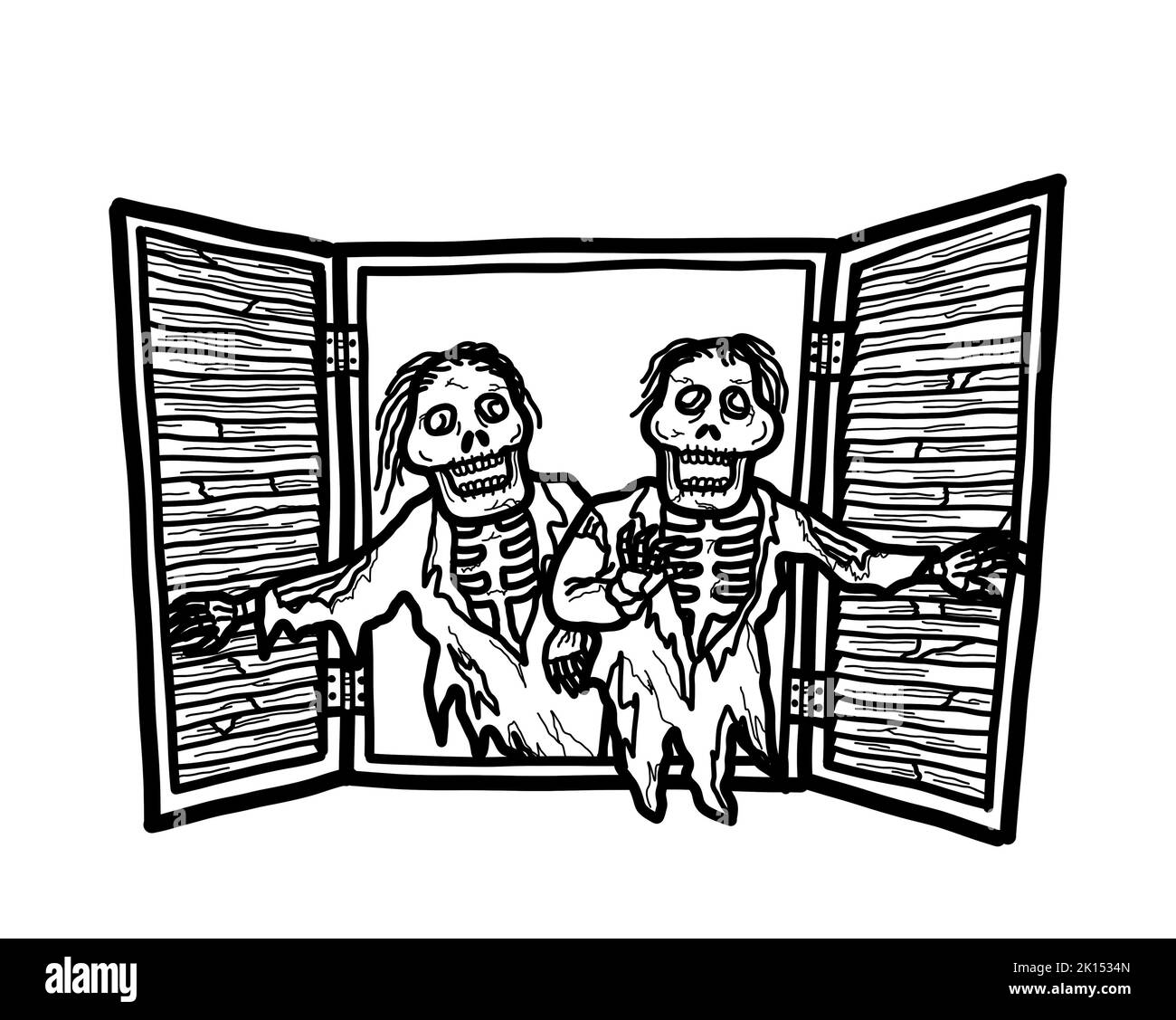 Halloween fantôme dans une maison hantée. Effrayant, horreur, peur et cauchemar concept. Isolé sur fond blanc. Banque D'Images