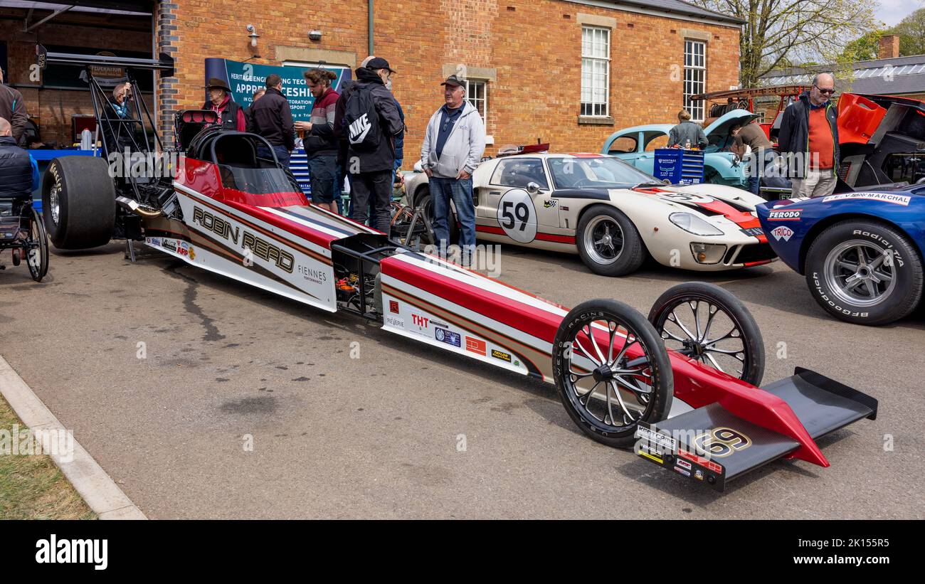 Robin Read’s Dragster, exposé au Scramble de juin qui s’est tenu au Bicester Heritage Centre le 23rd avril 2022 Banque D'Images
