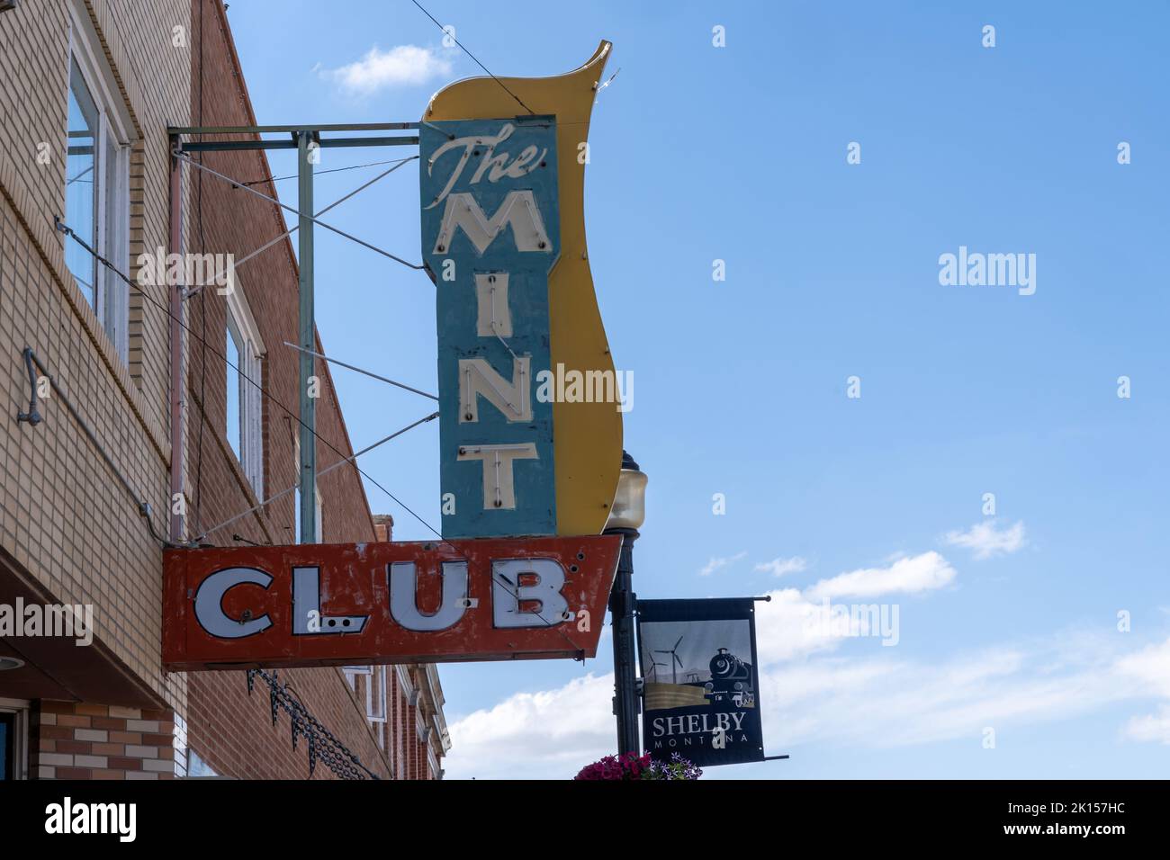 Shelby, Montana 2 juillet 2022 panneau pour le barsalon Mint Club