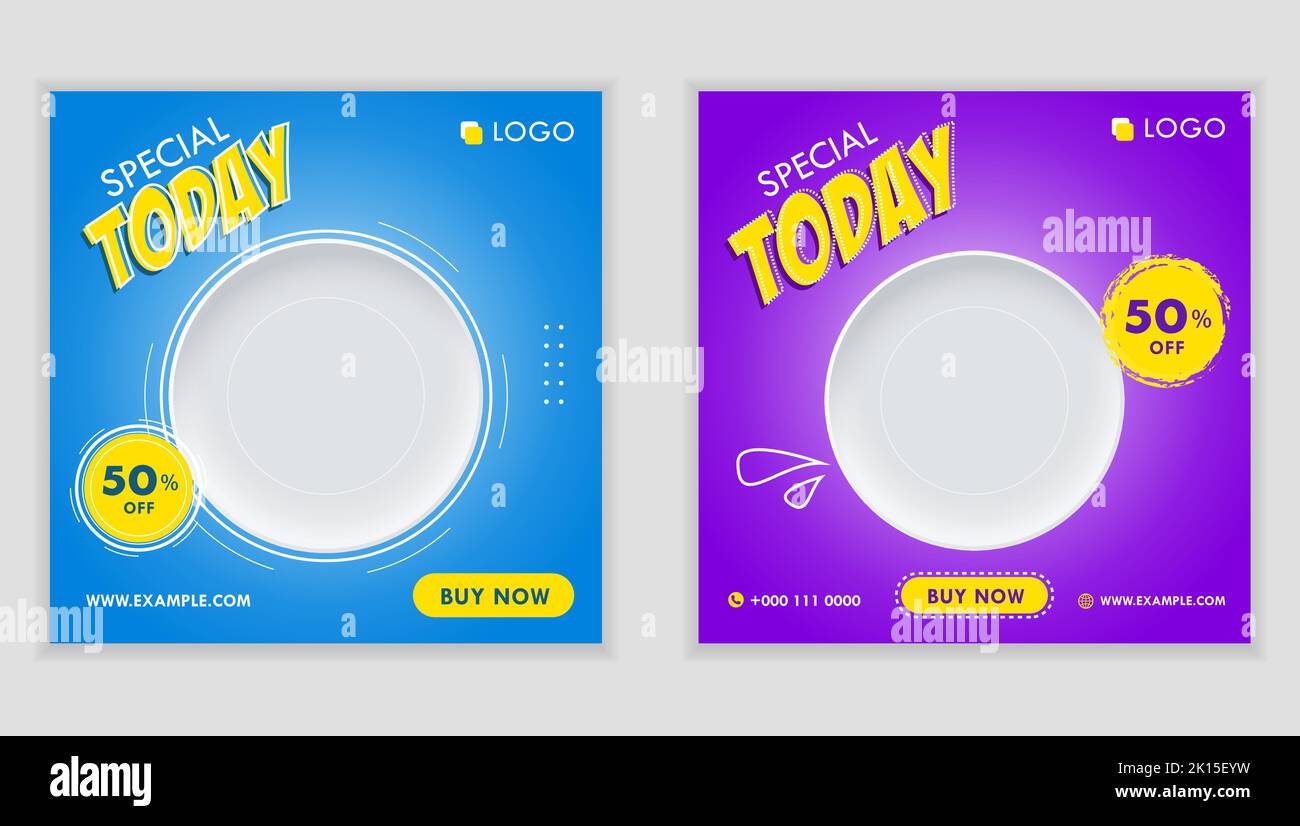 Food social Media Post Set plate Vector Poster modèle d'entreprise de restaurant Illustration de Vecteur