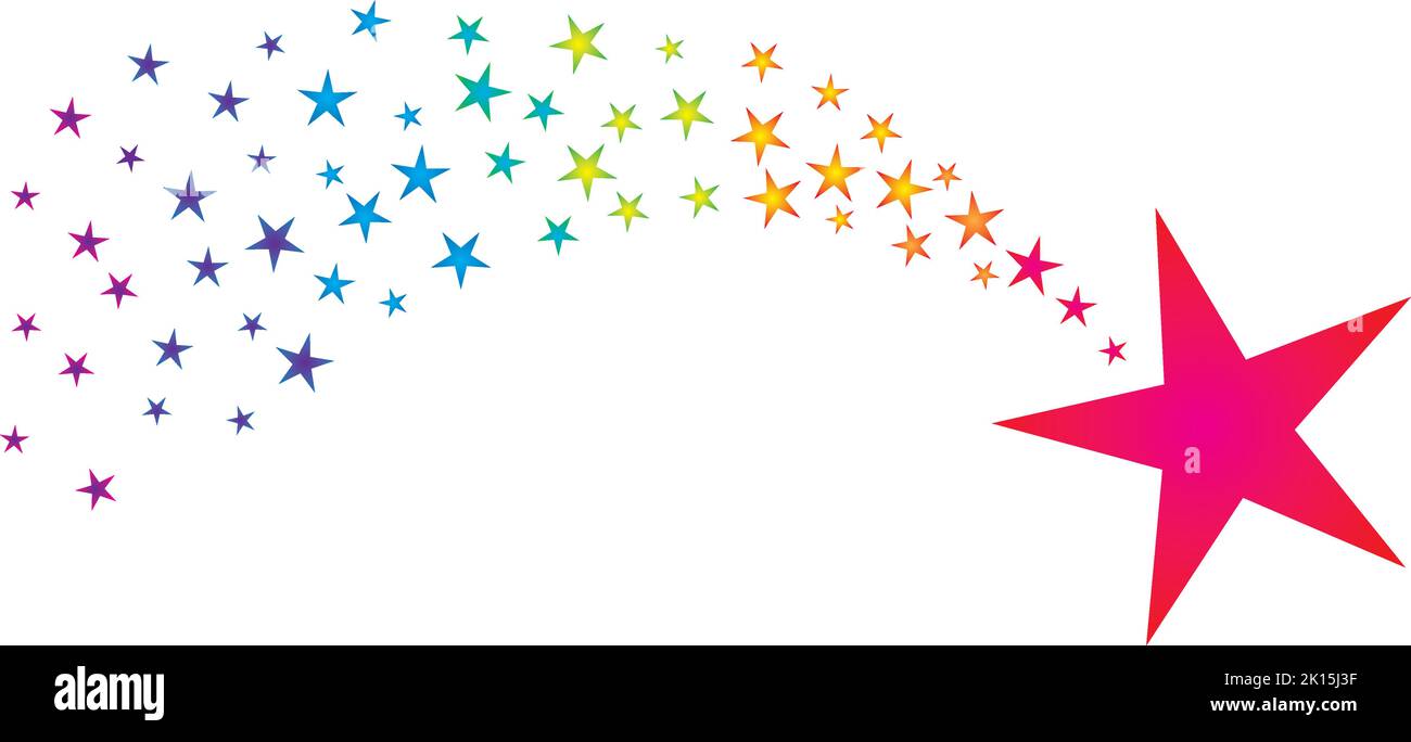 Star de tournage avec Rainbow star sentiers coloré graphique créatif Illustration de Vecteur