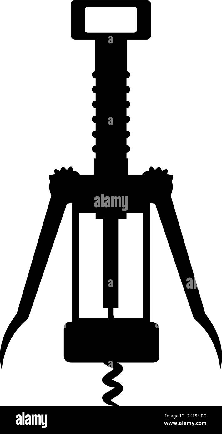 Illustration vectorielle de la silhouette noire d'un tire-bouchon Illustration de Vecteur