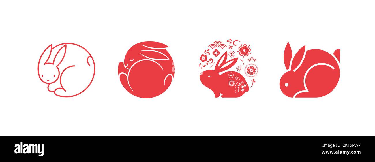Nouvelle année chinoise 2023 année du lapin - symbole du zodiaque chinois, concept de la nouvelle année lunaire, dessins d'arrière-plan modernes Illustration de Vecteur