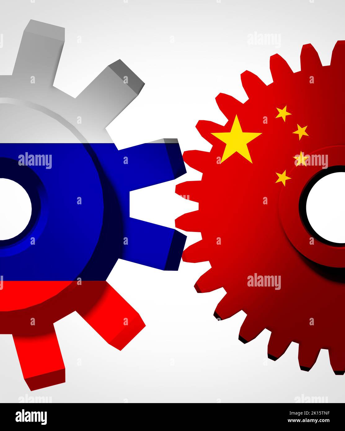 Russie Chine coopération et accord russe ou négociations chinoises comme pacte économique et politique fonctionnant ensemble comme un concept de Moscou et de Pékin. Banque D'Images