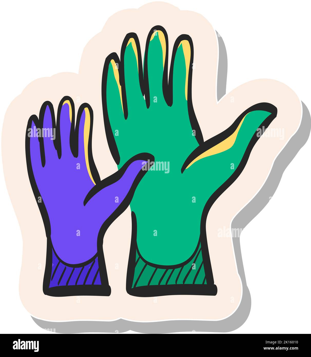 Icône représentant des mains dessinées à la main dans une illustration vectorielle de style autocollant Illustration de Vecteur