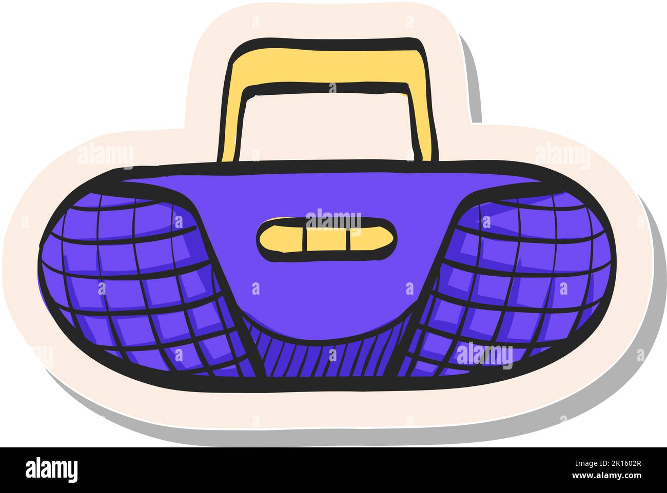 Icône de lecteur de cassette dessinée à la main dans une illustration vectorielle de style autocollant Illustration de Vecteur