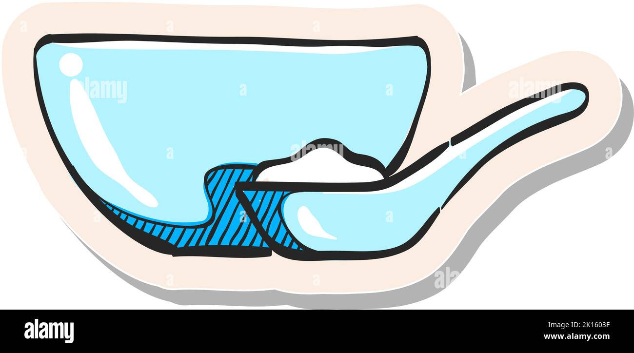 Icône représentant un bol de porridge dessiné à la main dans une illustration vectorielle de style autocollant Illustration de Vecteur