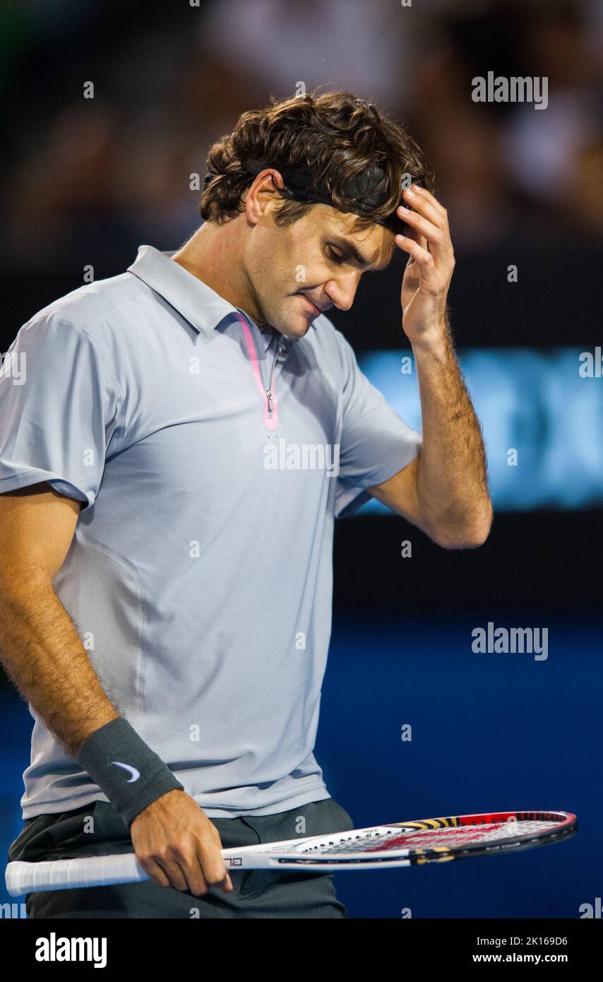 L'Open d'Australie 2013 - un tournoi de Grand Chelem - est l'événement d'ouverture annuel du calendrier de tennis. L'Open se tient chaque année en janvier à Melbourne, en Australie. Banque D'Images