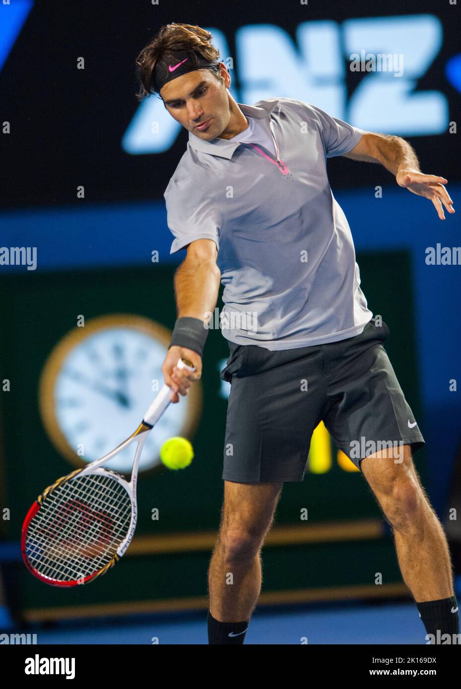 L'Open d'Australie 2013 - un tournoi de Grand Chelem - est l'événement d'ouverture annuel du calendrier de tennis. L'Open se tient chaque année en janvier à Melbourne, en Australie. Banque D'Images