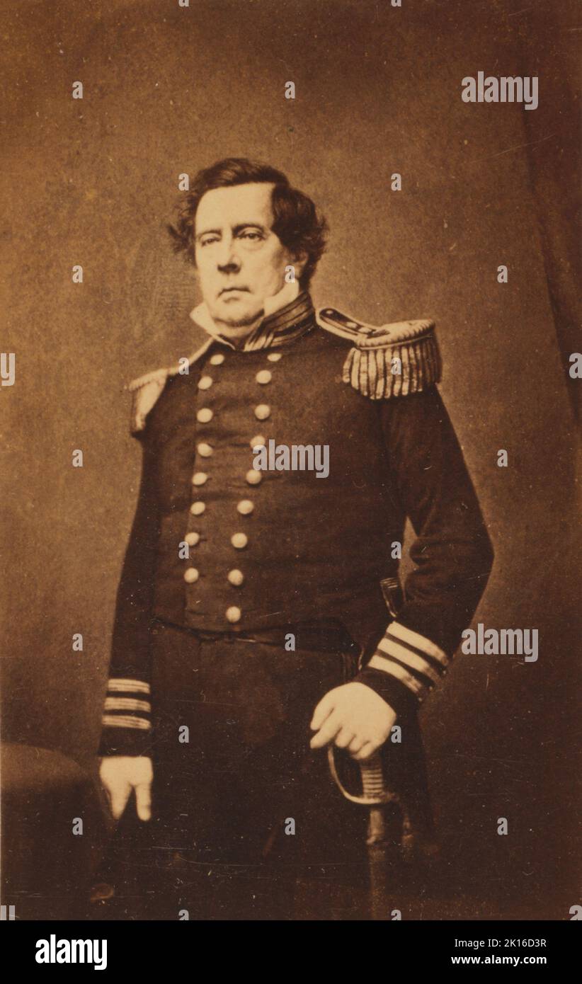 Portarait de Matthew Calbraith Perry (1794-1858), un commodore de la Marine des États-Unis. Il a joué un rôle de premier plan dans l'ouverture du Japon à l'Ouest avec la Convention de Kanagawa en 1854. Banque D'Images