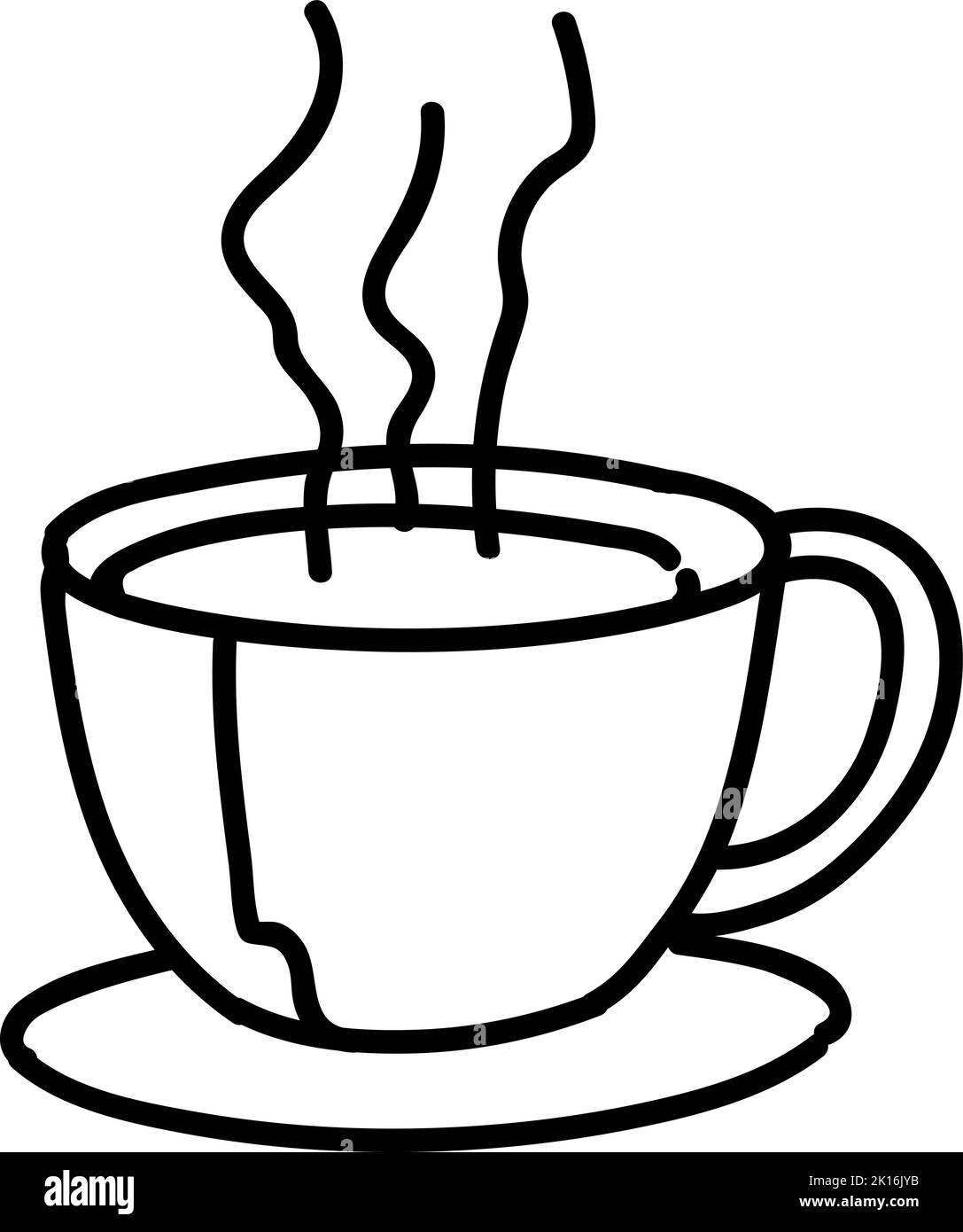Tasse chaude. Café, thé, lait, boisson au chocolat. Illustration vectorielle dessinée à la main. Contour de ligne modifiable Illustration de Vecteur