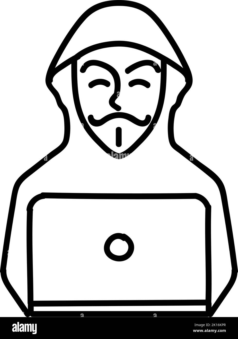 Icône de pirate. Technologie informatique. Illustration vectorielle dessinée à la main. Contour de ligne modifiable. Illustration de Vecteur