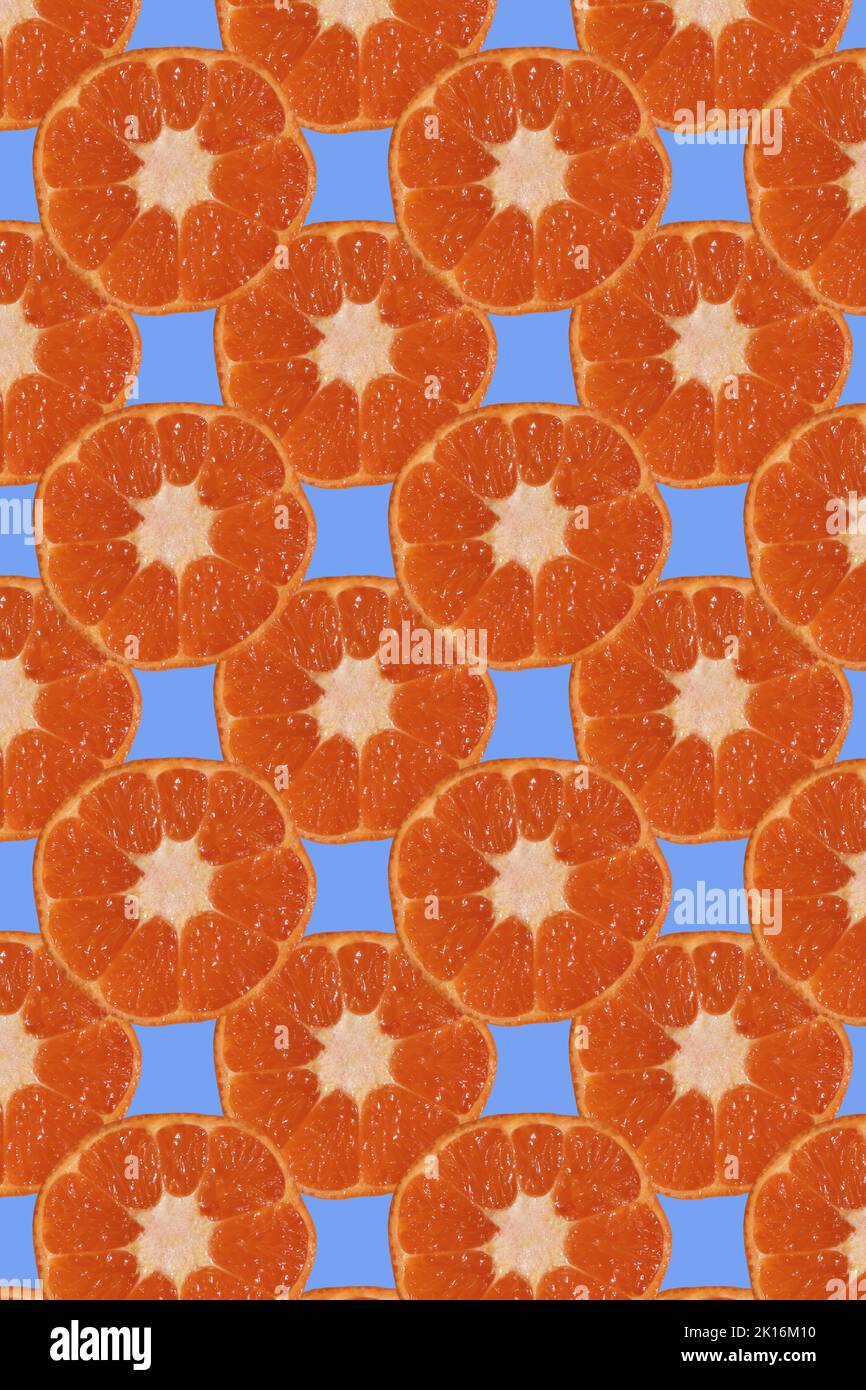 motif orange sans couture sur fond bleu Banque D'Images
