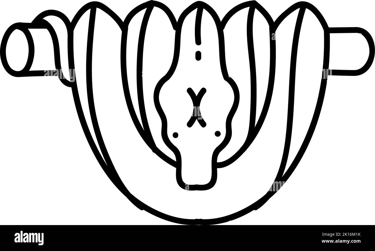 Icône représentant un serpent python d'arbre vert. Illustration vectorielle dessinée à la main. Contour de ligne modifiable. Illustration de Vecteur