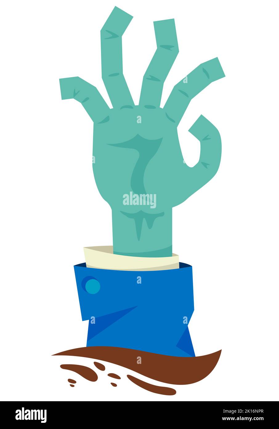 Icône de main zombie pour Halloween. Main morte verte avec des doigts torsadés se levant de la