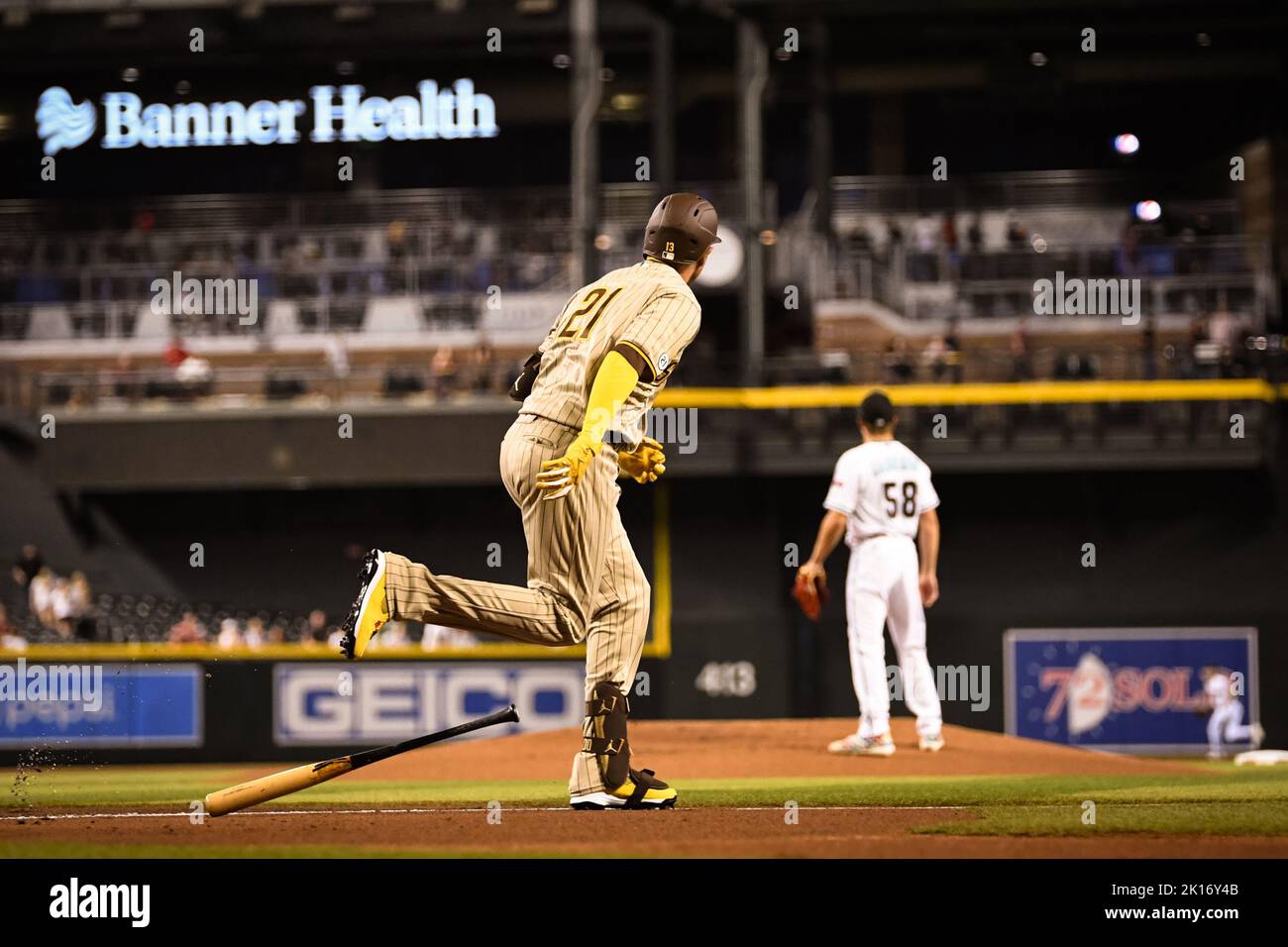 Lors d'un match de baseball MLB, jeudi, 15 août 2022, à Phoenix. (Thomas Fernandez/image du sport) Banque D'Images