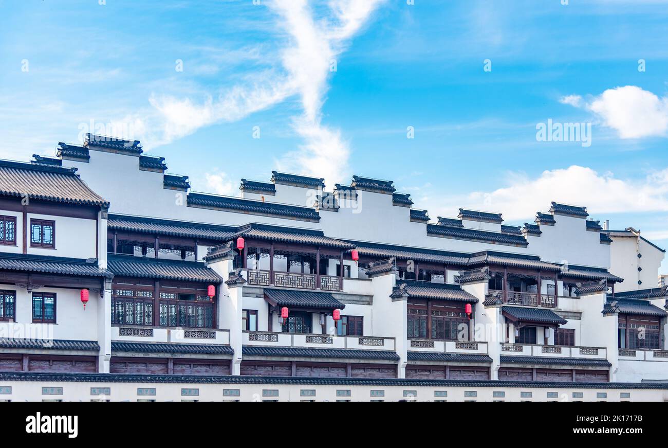 Paysage du temple de Confucius zone panoramique sur la rivière Qinhuai, Nanjing, Chine Banque D'Images