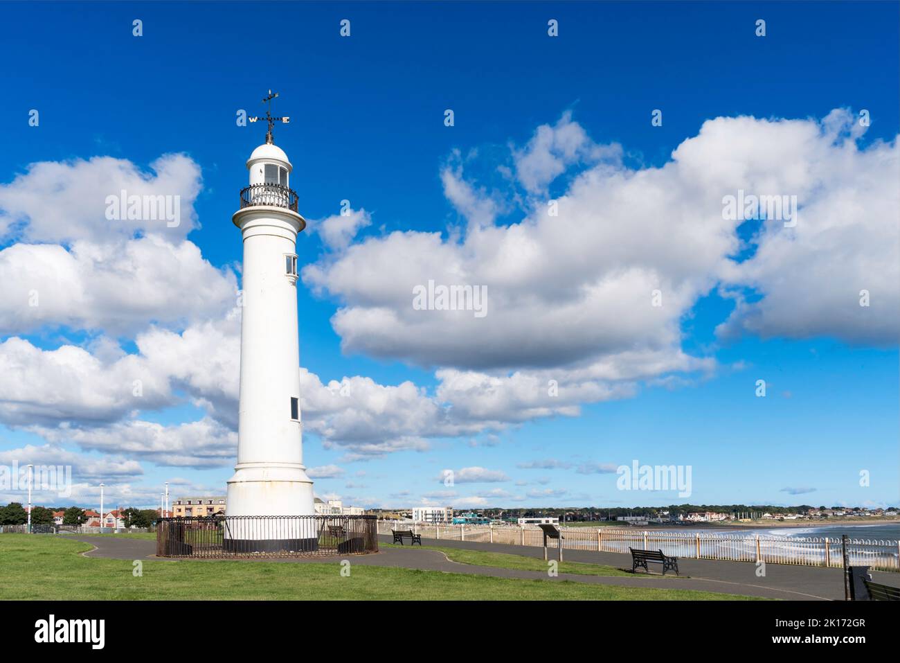 Le phare de la vieille fonte Seaburn Park, Sunderland, Angleterre du Nord-Est, Royaume-Uni Banque D'Images