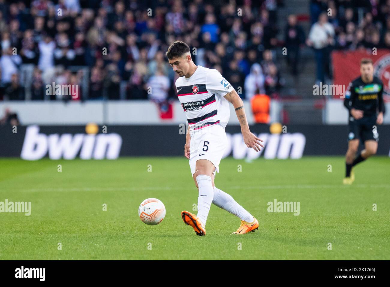 Herning, Danemark. 15th septembre 2022. Emiliano Martinez (5) du FC Midtjylland vu pendant le match de l'UEFA Europa League entre le FC Midtjylland et le Latium à l'arène MCH à Herning. (Crédit photo : Gonzales photo/Alamy Live News Banque D'Images