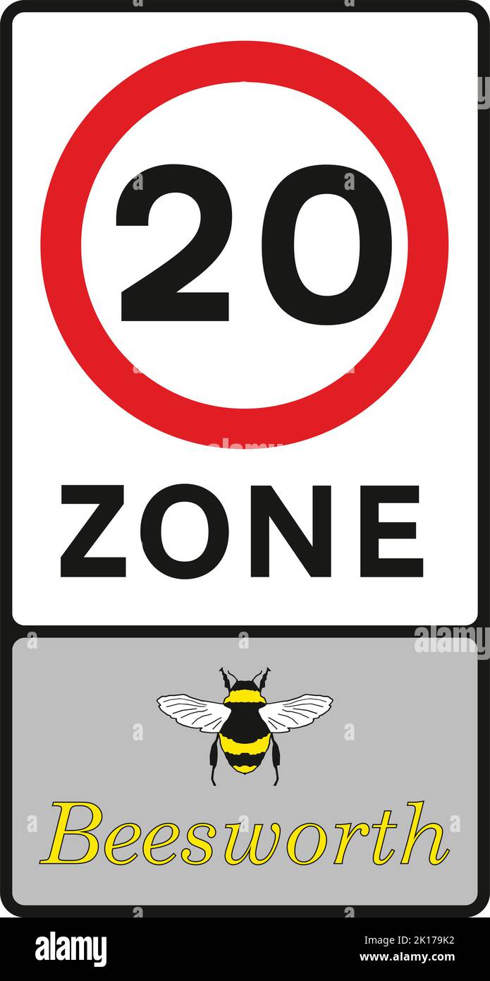 L'entrée dans la zone à 20 km/h, le panneau de signalisation du code de la route, les panneaux donnant des ordres, les panneaux avec des cercles rouges sont pour la plupart prohibitifs. Les plaques situées sous les affiches sont admissibles Illustration de Vecteur