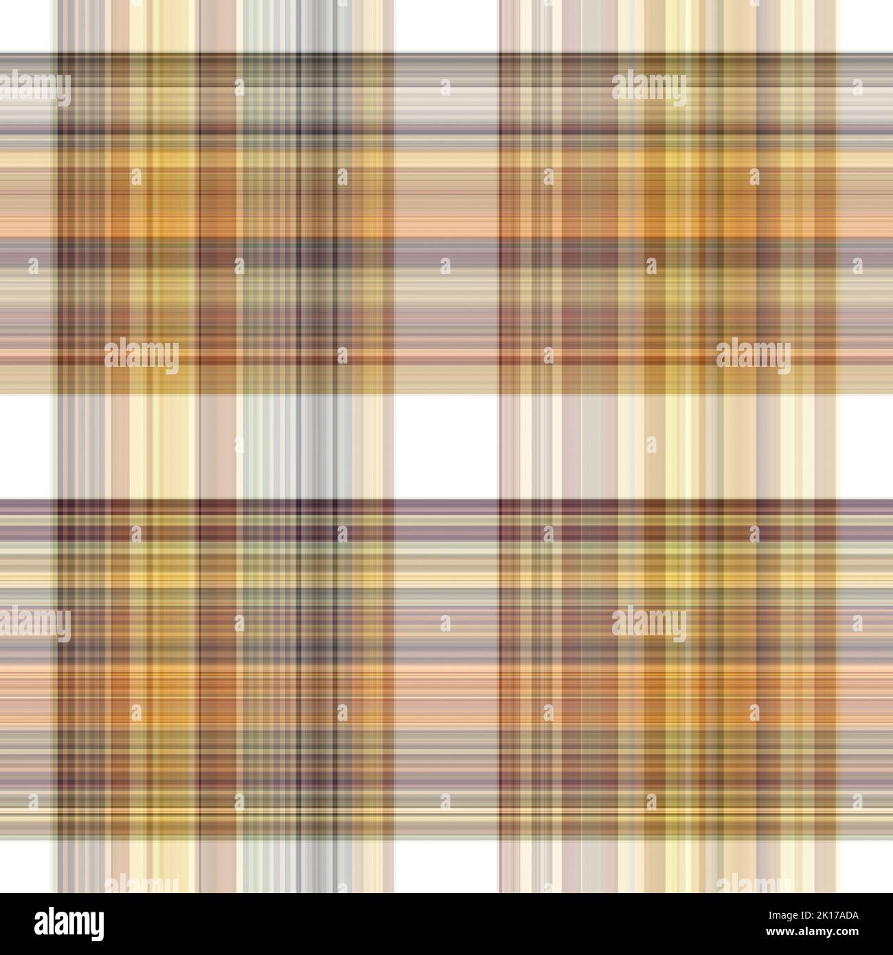 Tissu écossais blanc forêt à motif sans couture. Motif écossais de forêt automnale ton sur ton avec texture organique. Arrière-plan de bande orange pour papier peint rugueux. Banque D'Images