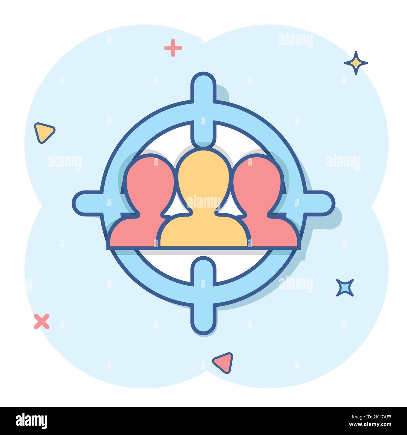 Public cible l'icône dans le style comique. Mettre l'accent sur les gens vector cartoon illustration pictogramme. Concept opérationnel des ressources humaines pour l'effet splash. Illustration de Vecteur