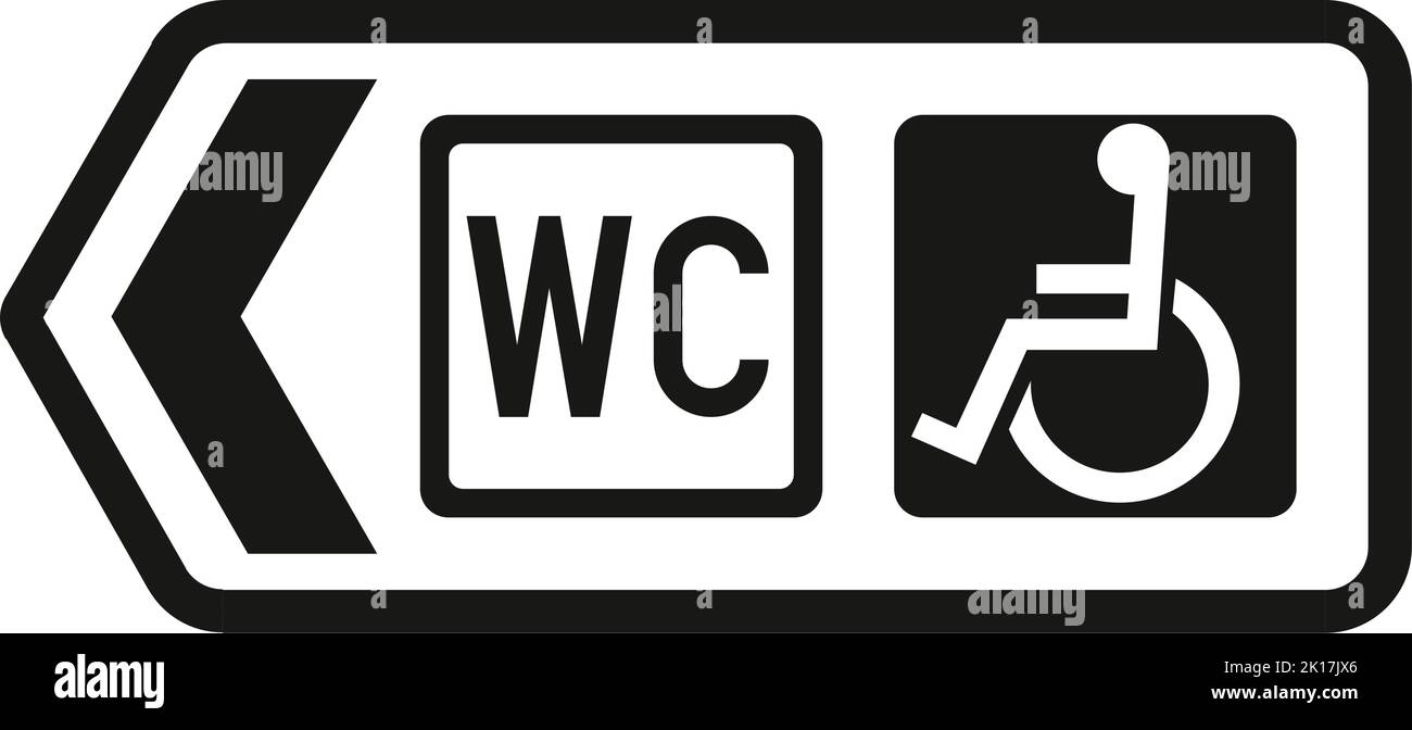 Direction des toilettes avec accès pour les personnes handicapées, le code de la route signalisation routière, les panneaux donnant des ordres, les panneaux avec des cercles rouges sont pour la plupart prohibitifs. Illustration de Vecteur