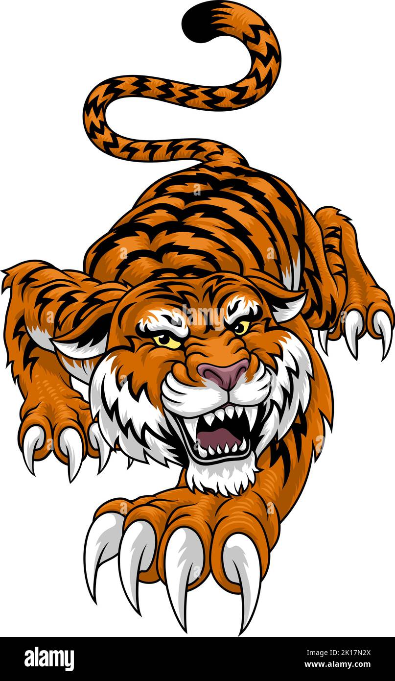 Tiger Angry Tigers Team Sports Mascot Roaring Illustration de Vecteur