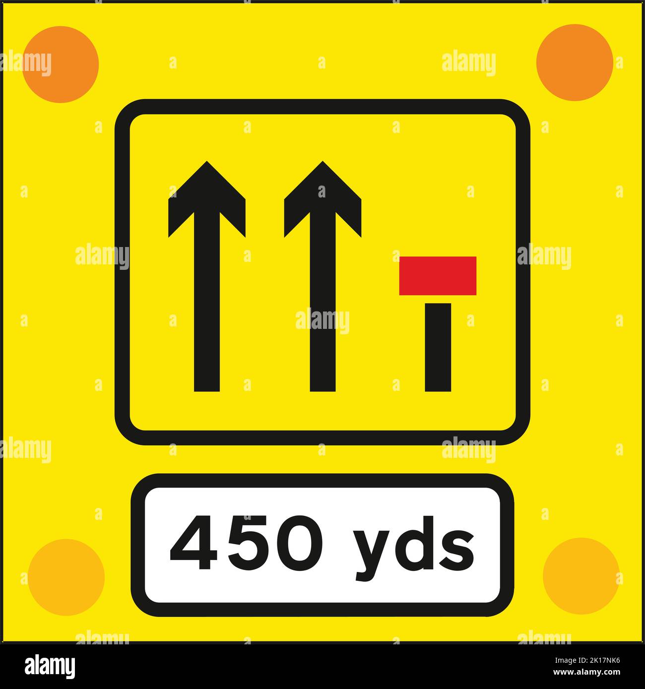 Panneaux utilisés à l'arrière des véhicules lents ou à l'arrêt pour avertir d'une voie fermée devant un véhicule en état de marche. Il n'y a pas de cônes sur la route., le H Illustration de Vecteur