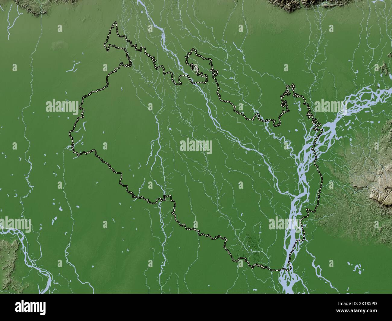 Rangpur, division du Bangladesh. Carte d'altitude colorée en style wiki ...