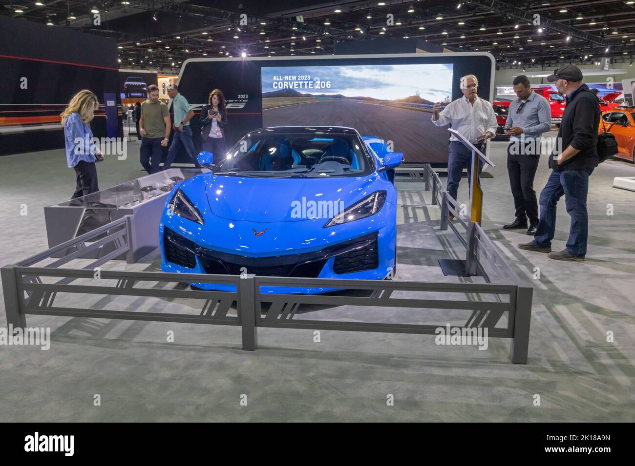 Detroit, Michigan, États-Unis. 15th septembre 2022. Le cabriolet Corvette Z06 2023 de Chevrolet est exposé au salon de l'auto de l'Amérique du Nord. Crédit : Jim West/Alay Live News Banque D'Images