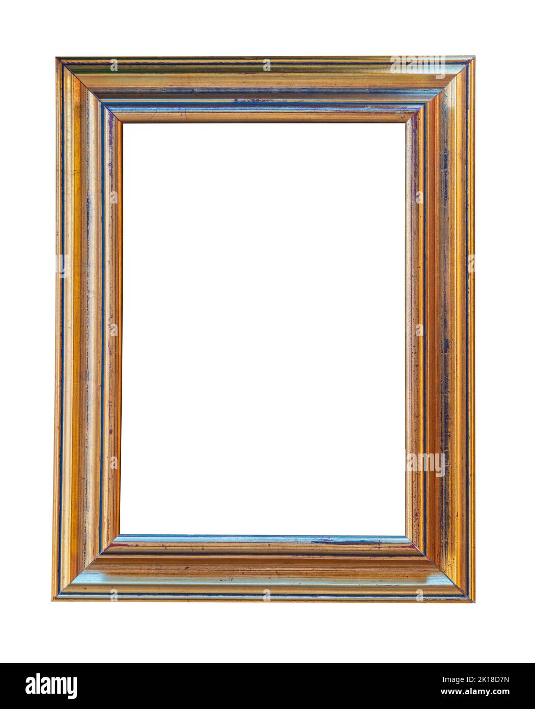 Cadre photo doré Portrait isolé sur fond blanc espace de copie Banque D'Images