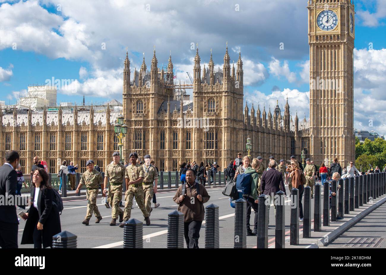 Londres, Royaume-Uni. 16th septembre 2022. Westminster Bridge est fermé à la circulation. Crédit : John Eveson/Alamy Live News Banque D'Images