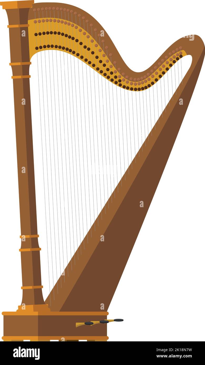 Illustration vectorielle d'une harpe de style dessin animé isolée sur fond blanc Illustration de Vecteur