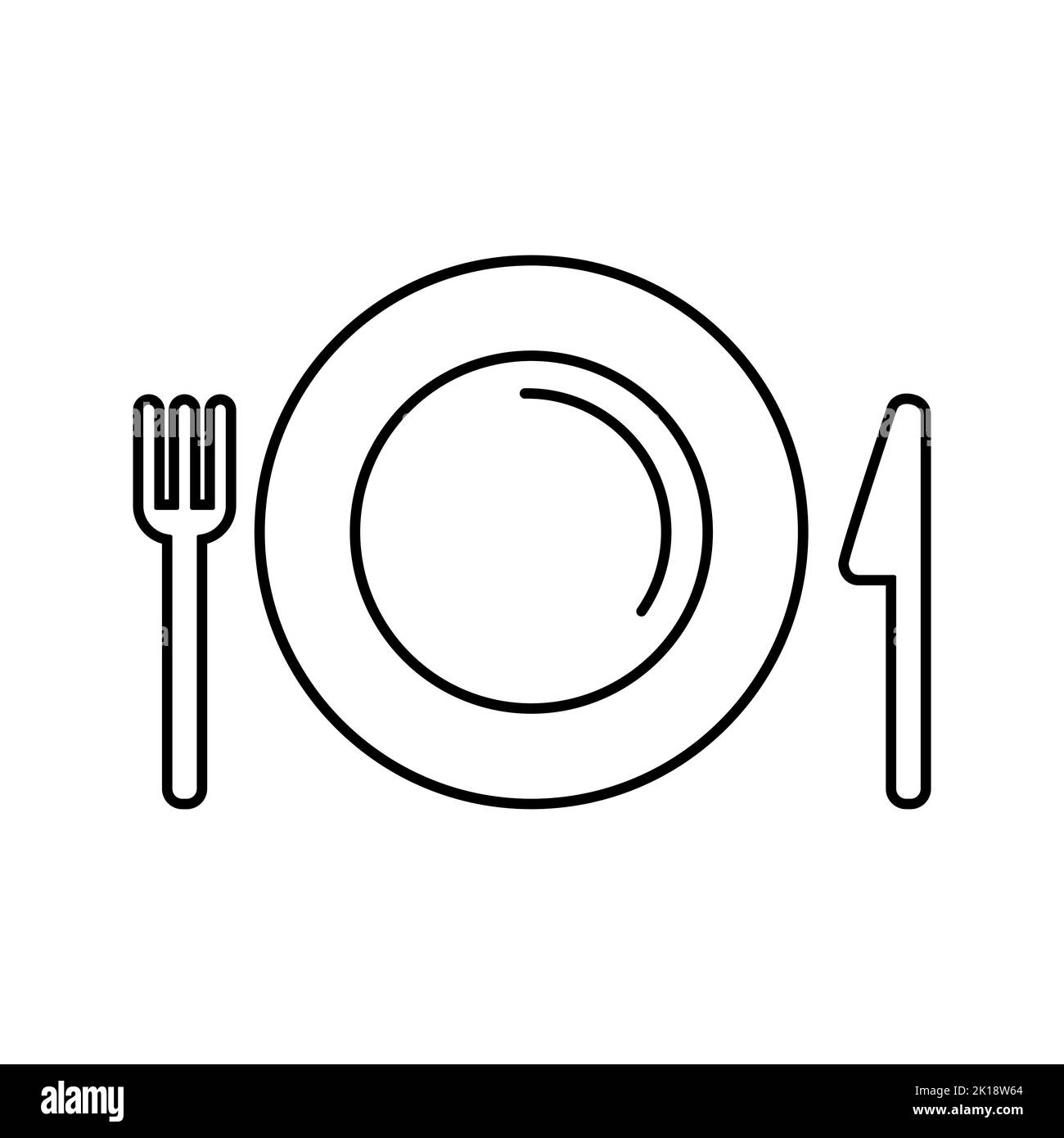 Paramètre de tableau pour l'icône de la ligne repas. Plaque avec pictogramme pour couverts Illustration de Vecteur